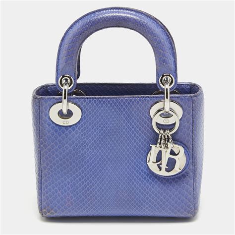 dior snake skin blue|CHRISTIAN DIOR Snakeskin Small Lady Dior Blue.